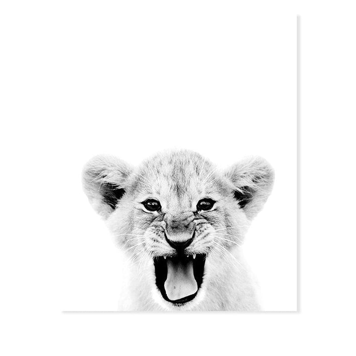 Black & White African Lion - Canvas Wall Art Print | Bowlift