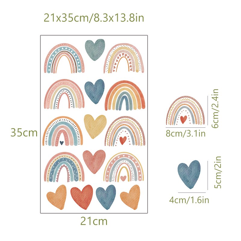 Cute Colorful Rainbow Heart - Removable Wall Decal | Bowlift