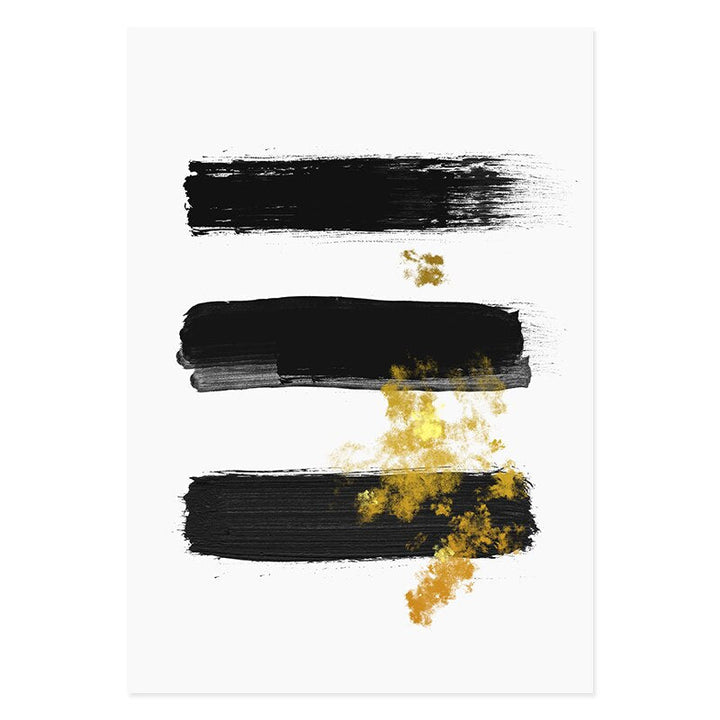 Abstract Black & Gold Brush Stroke - Canvas Wall Art Print | Bowlift