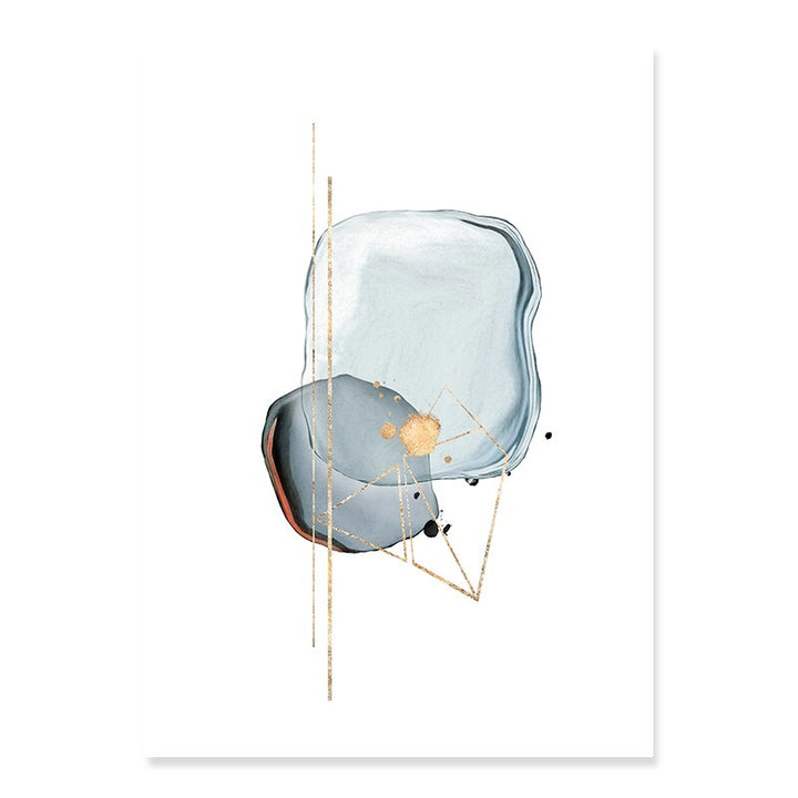 Abstract Blue & Gold Watercolor - Canvas Wall Art Print | Bowlift