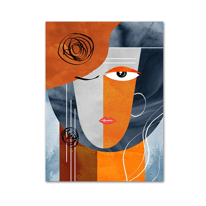 Modern Abstract Geometric Faces - Canvas Wall Art Print | Bowlift