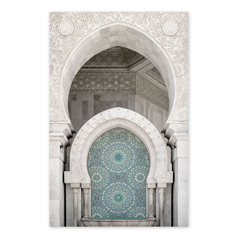 Moroccan Arch Mint Green - Canvas Wall Art Print | Bowlift