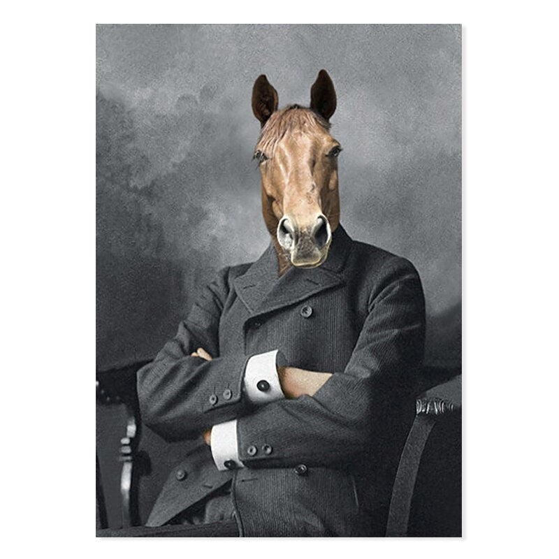 Abstract Animal & Human Poster - Canvas Wall Art Print | Bowlift