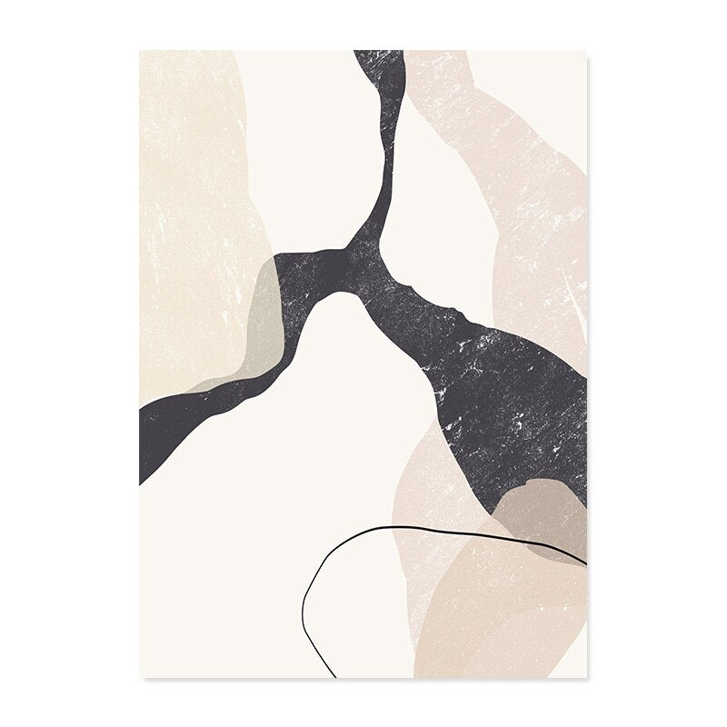 Abstract Beige Marble Geometric Shapes - Canvas Wall Art Print | Bowlift