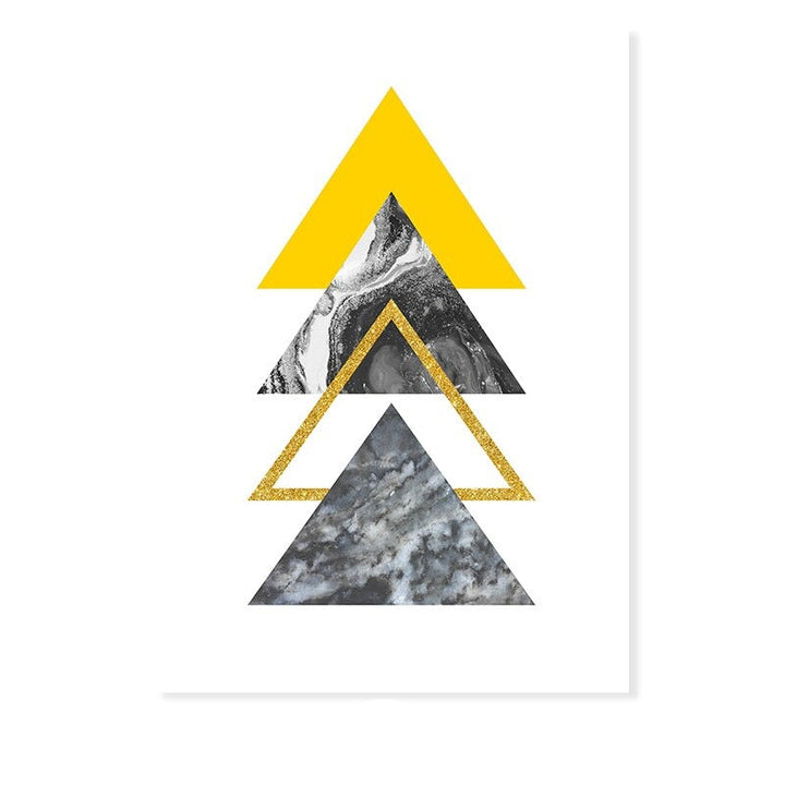 Abstract Geometric Yellow Marble Triangles - Canvas Wall Art Print | Bowlift