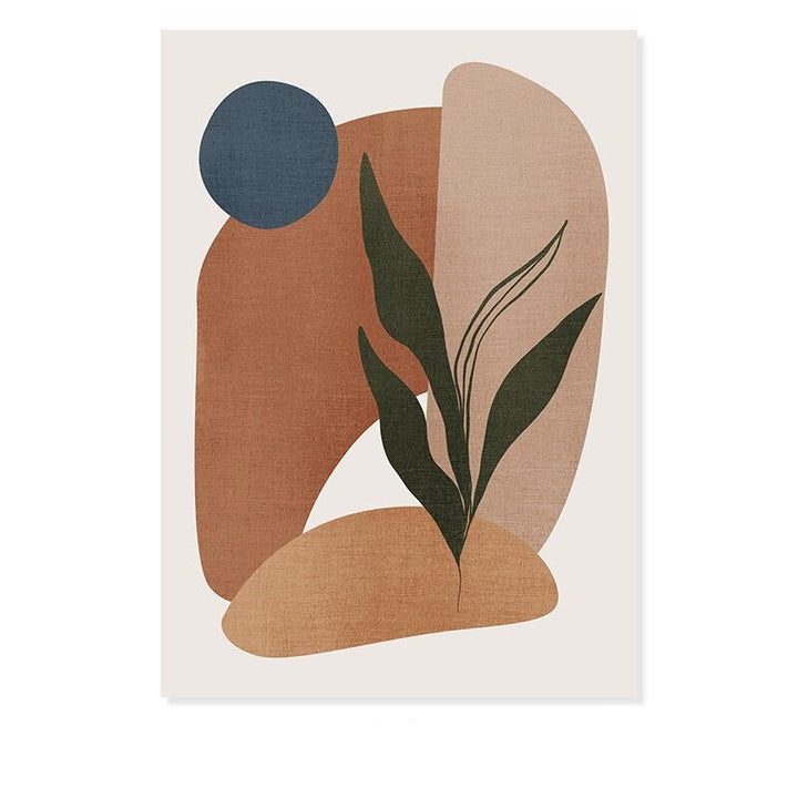 Minimalist Abstract Green Leaf Bohemia - Canvas Wall Art Print | Bowlift