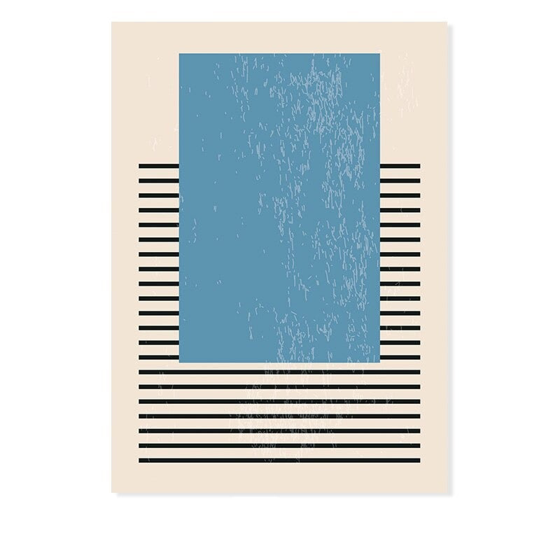 Abstract Yellow Blue Geometric Shapes - Canvas Wall Art Print | Bowlift