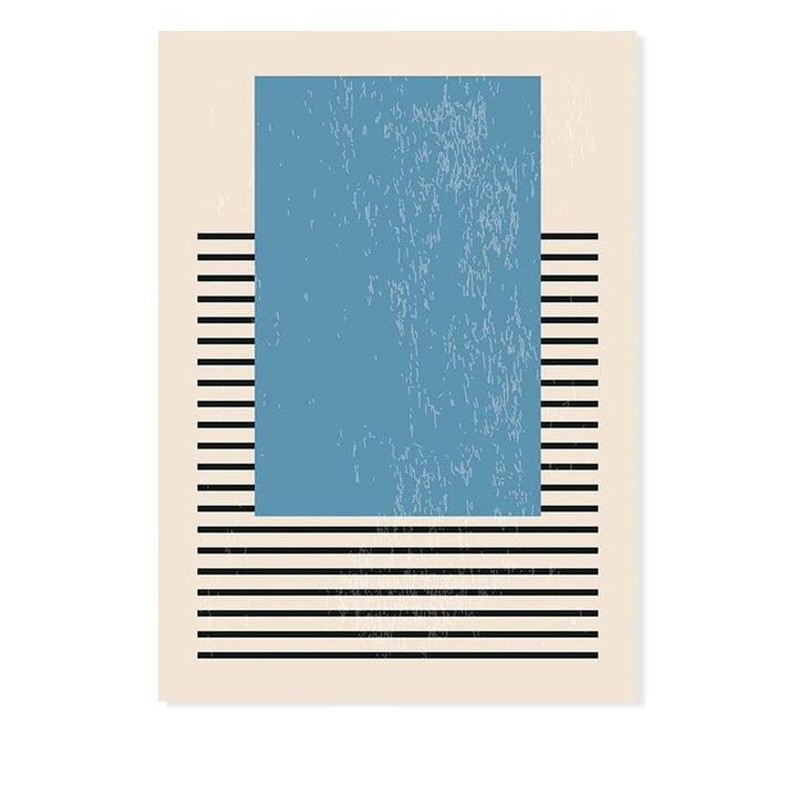 Abstract Yellow Blue Geometric Shapes - Canvas Wall Art Print | Bowlift