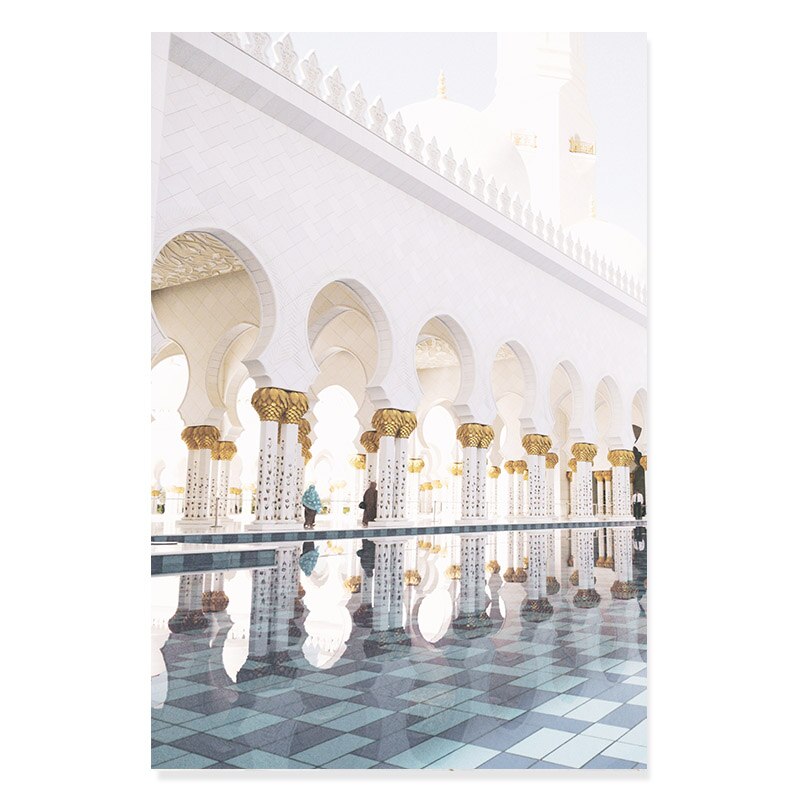 Beautiful White & Gold Mosque Arch - Canvas Wall Art Print | Bowlift