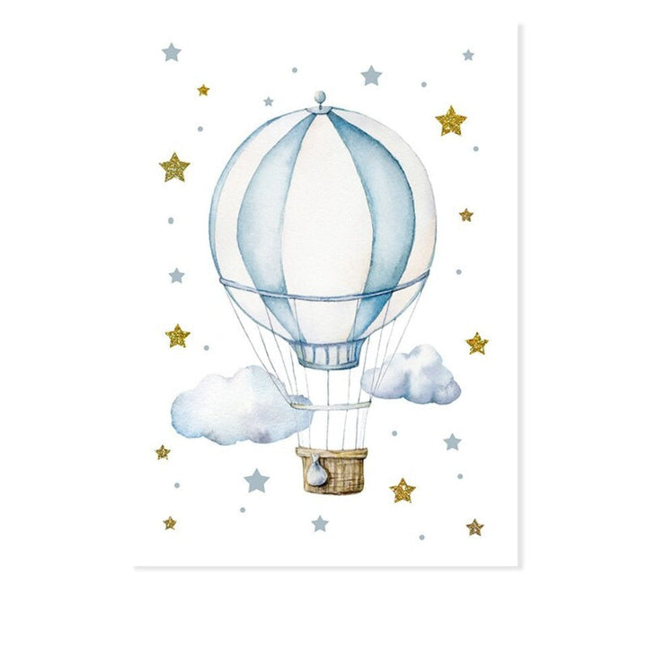 Blue Hot Air Balloon Elephant - Canvas Wall Art Print | Bowlift