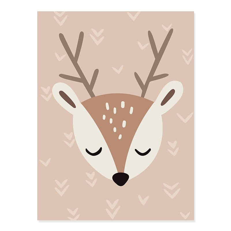Boho Rainbow Cartoon Fawn - Canvas Wall Art Print | Bowlift