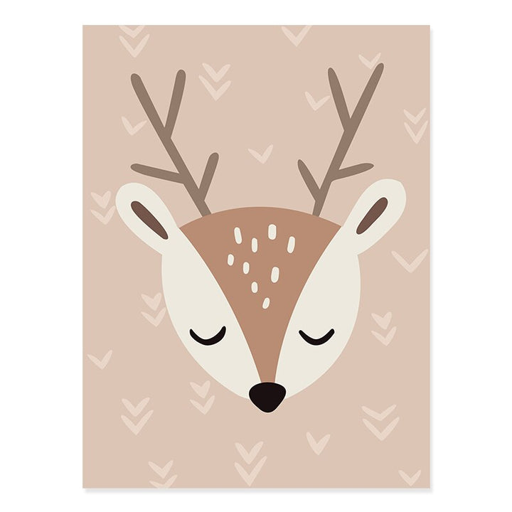 Boho Rainbow Cartoon Fawn - Canvas Wall Art Print | Bowlift