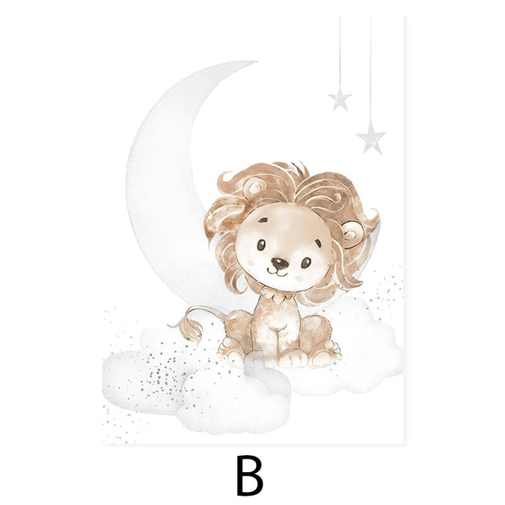 Cute Cartoon African Animals Nursery - Canvas Wall Art Print | Bowlift