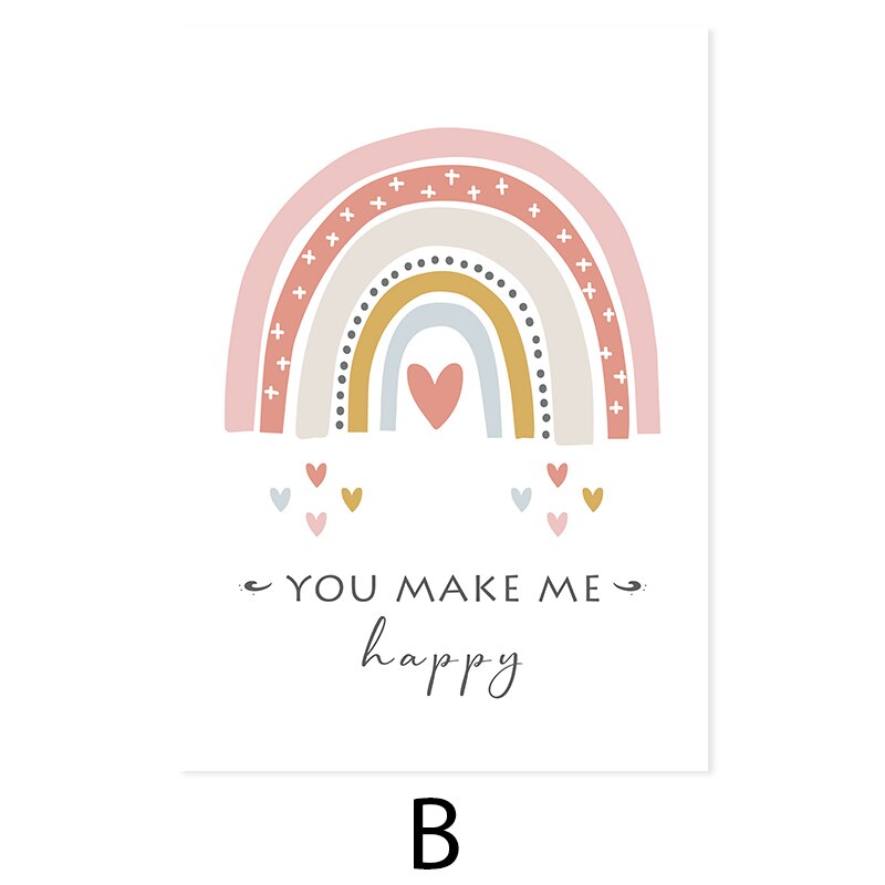 Cartoon Sun Cloud Rainbow Nursery Decor-Canvas Wall Art Print | Bowlift