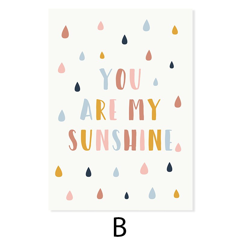 Happy Color You Are My Sunshine Nursery - Canvas Wall Art Print | Bowlift