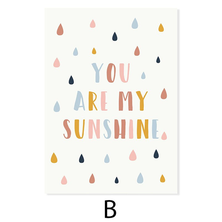 Happy Color You Are My Sunshine Nursery - Canvas Wall Art Print | Bowlift
