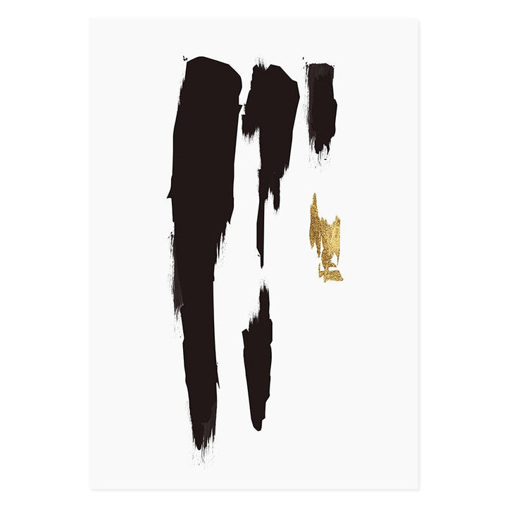 Abstract Black & Gold Brush Stroke - Canvas Wall Art Print | Bowlift
