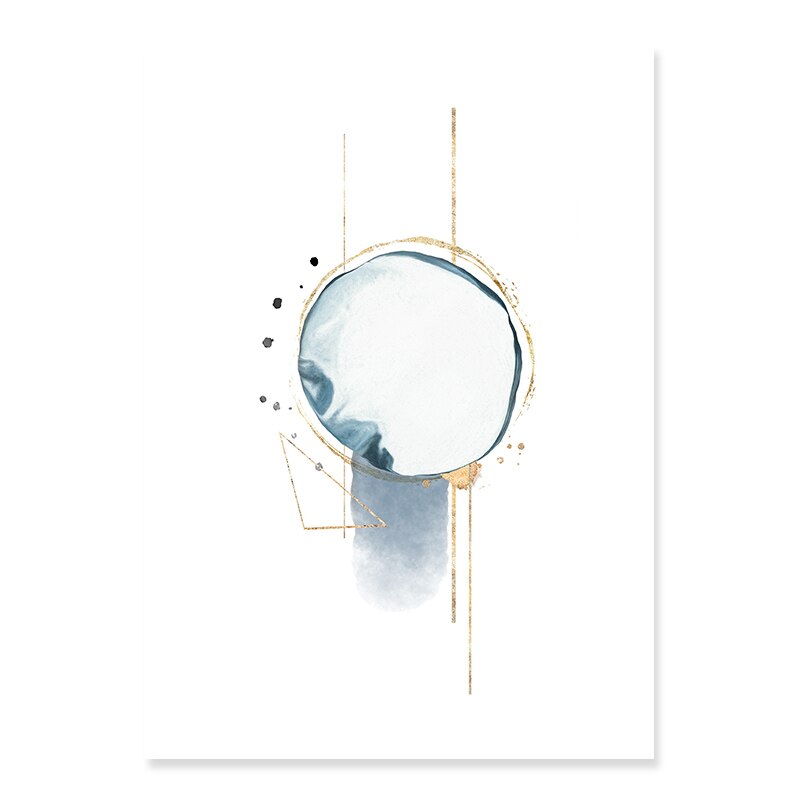 Abstract Blue & Gold Watercolor - Canvas Wall Art Print | Bowlift