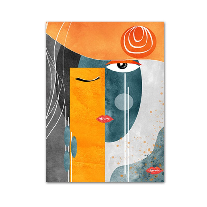 Modern Abstract Geometric Faces - Canvas Wall Art Print | Bowlift