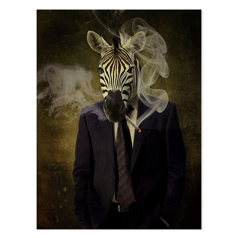 Abstract Animal & Human Poster - Canvas Wall Art Print | Bowlift