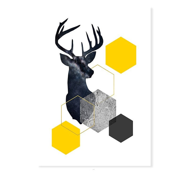 Abstract Geometric Yellow Marble Triangles - Canvas Wall Art Print | Bowlift