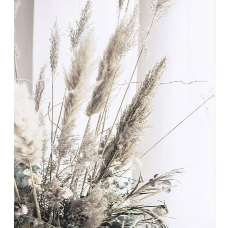Abstract Hand Sketch Line Floral Boho Beige - Canvas Wall Art Print | Bowlift