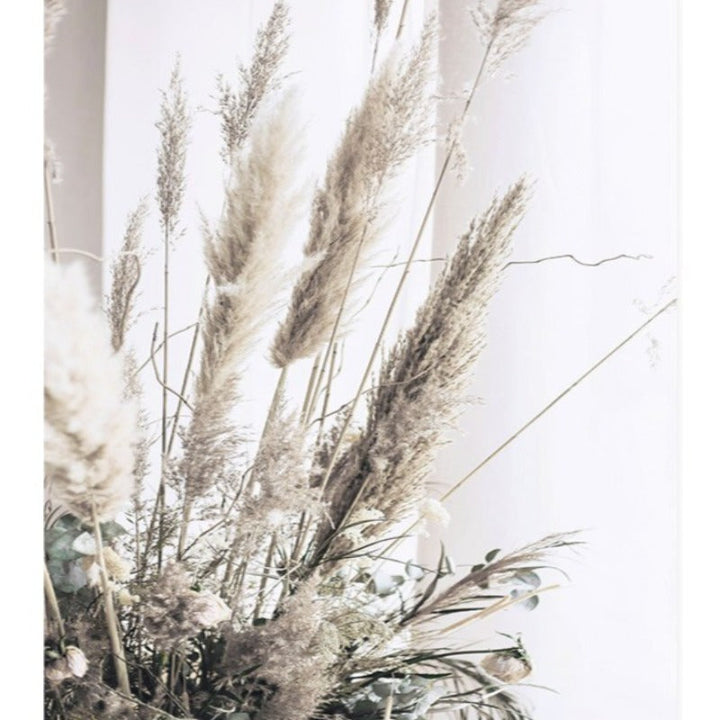Abstract Hand Sketch Line Floral Boho Beige - Canvas Wall Art Print | Bowlift