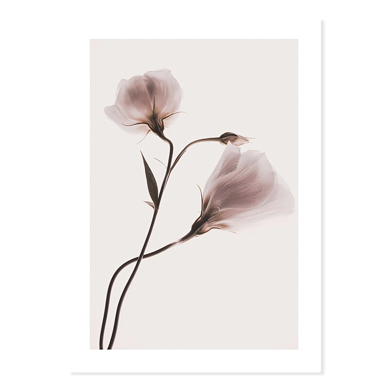 Abstract Pink Floral Silhouette At Dusk  - Canvas Wall Art Print | Bowlift