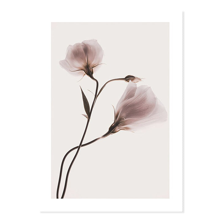 Abstract Pink Floral Silhouette At Dusk  - Canvas Wall Art Print | Bowlift