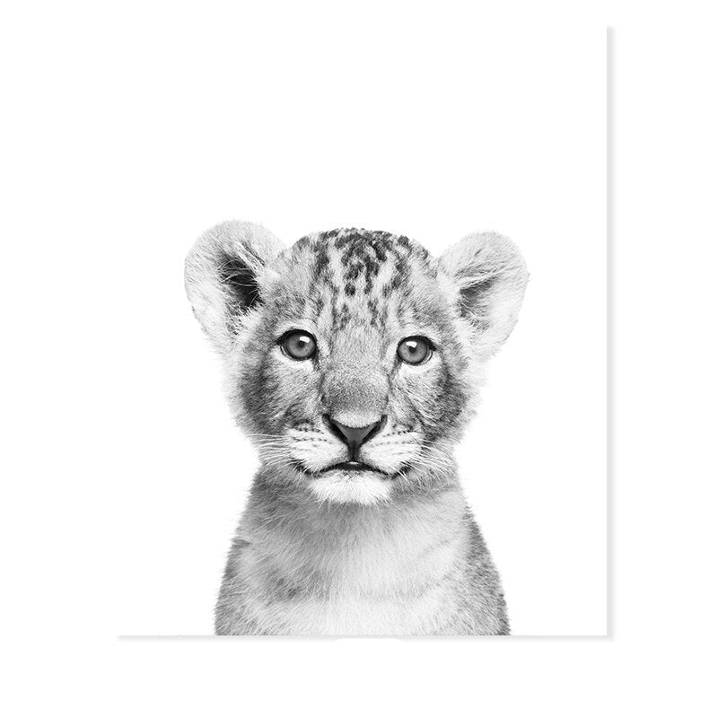 Black & White African Lion - Canvas Wall Art Print | Bowlift