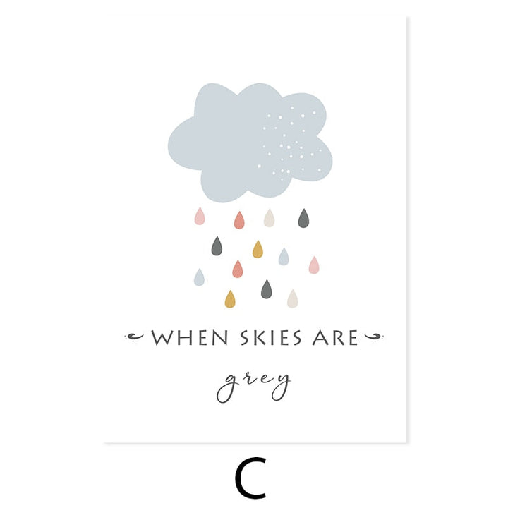 Cartoon Sun Cloud Rainbow Nursery Decor-Canvas Wall Art Print | Bowlift