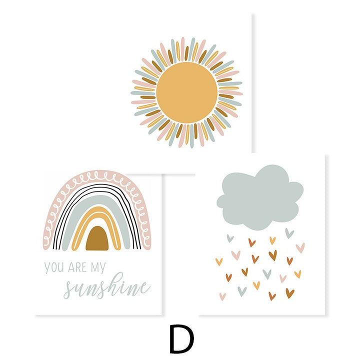 Clouds Sunshine Lovely Mountain Nursery - Canvas Wall Art Print | Bowlift