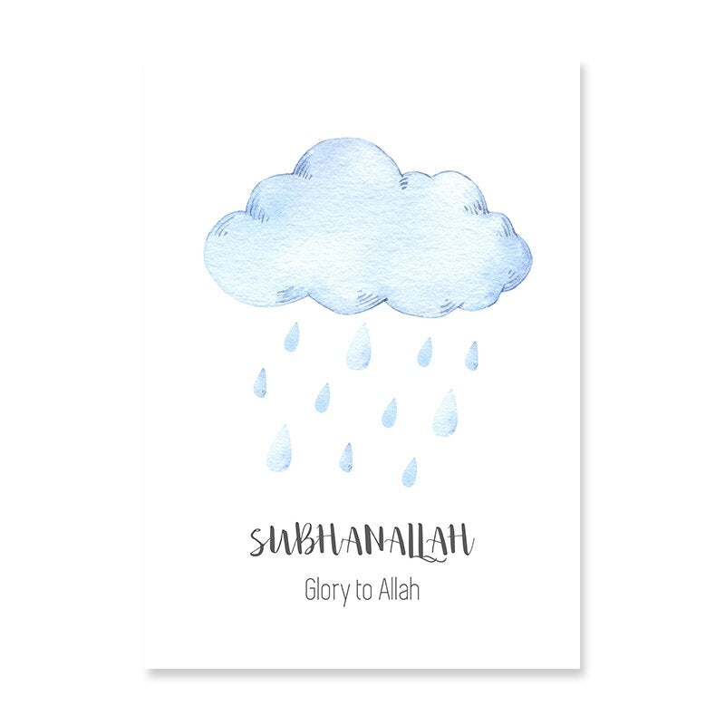 Islamic Ramadan Moon & Stars Nursery - Canvas Wall Art Print | Bowlift