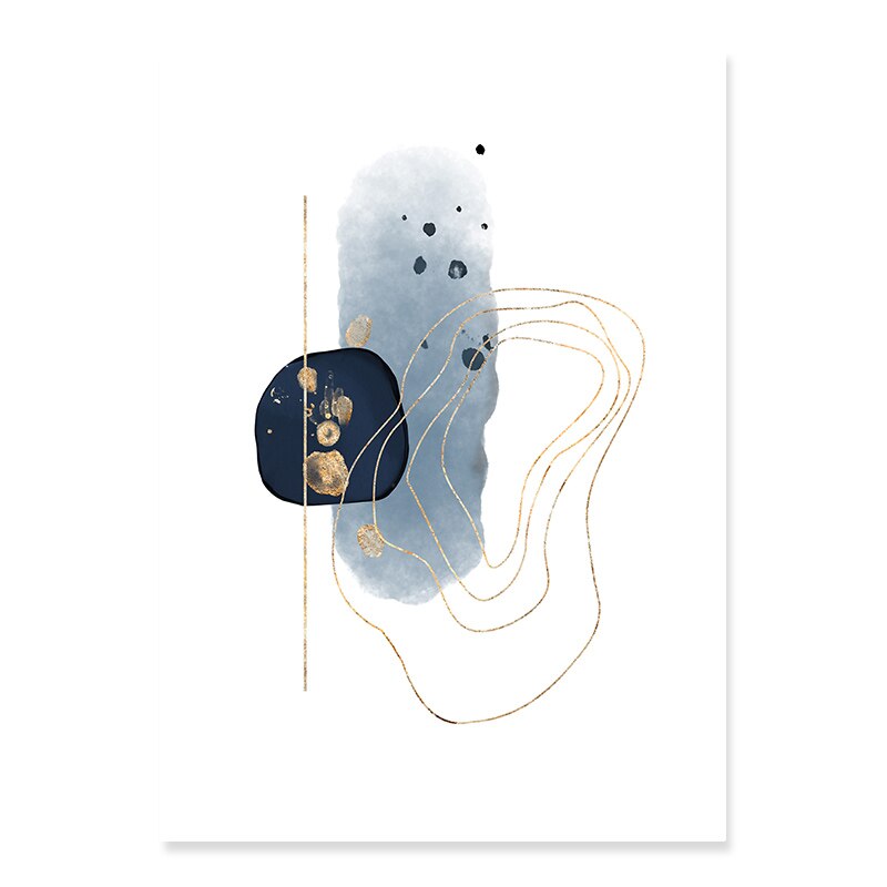 Abstract Blue & Gold Watercolor - Canvas Wall Art Print | Bowlift
