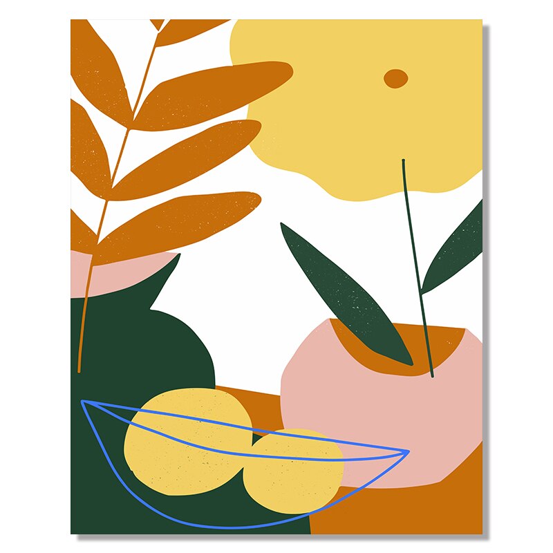 Colorful Abstract Tropical Plants - Canvas Wall Art Print | Bowlift