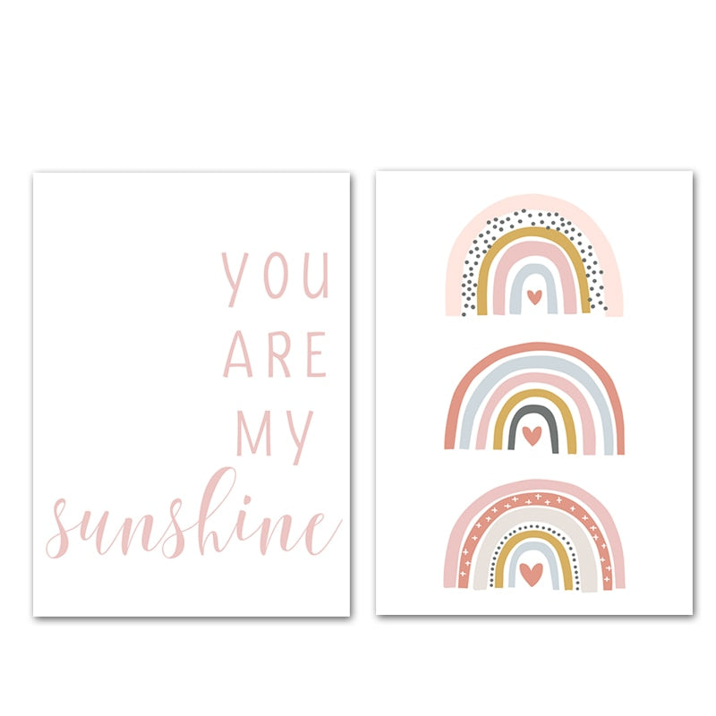 You Are My Sunshine Rainbow Nursery  - Canvas Wall Art Print | Bowlift