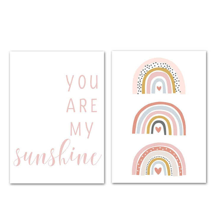 You Are My Sunshine Rainbow Nursery  - Canvas Wall Art Print | Bowlift