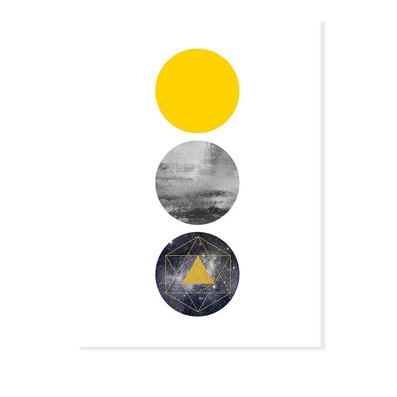 Abstract Geometric Yellow Marble Triangles - Canvas Wall Art Print | Bowlift