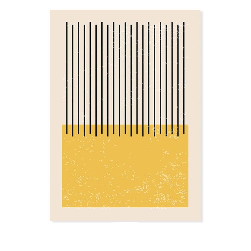Abstract Yellow Blue Geometric Shapes - Canvas Wall Art Print | Bowlift