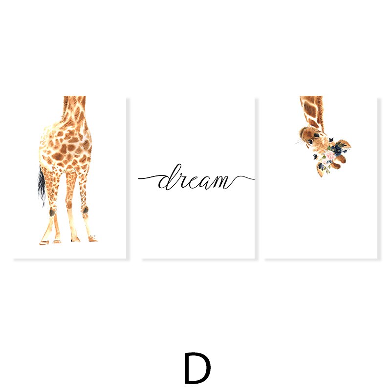 Cute Giraffe Dream Watercolor - Canvas Wall Art Print | Bowlift
