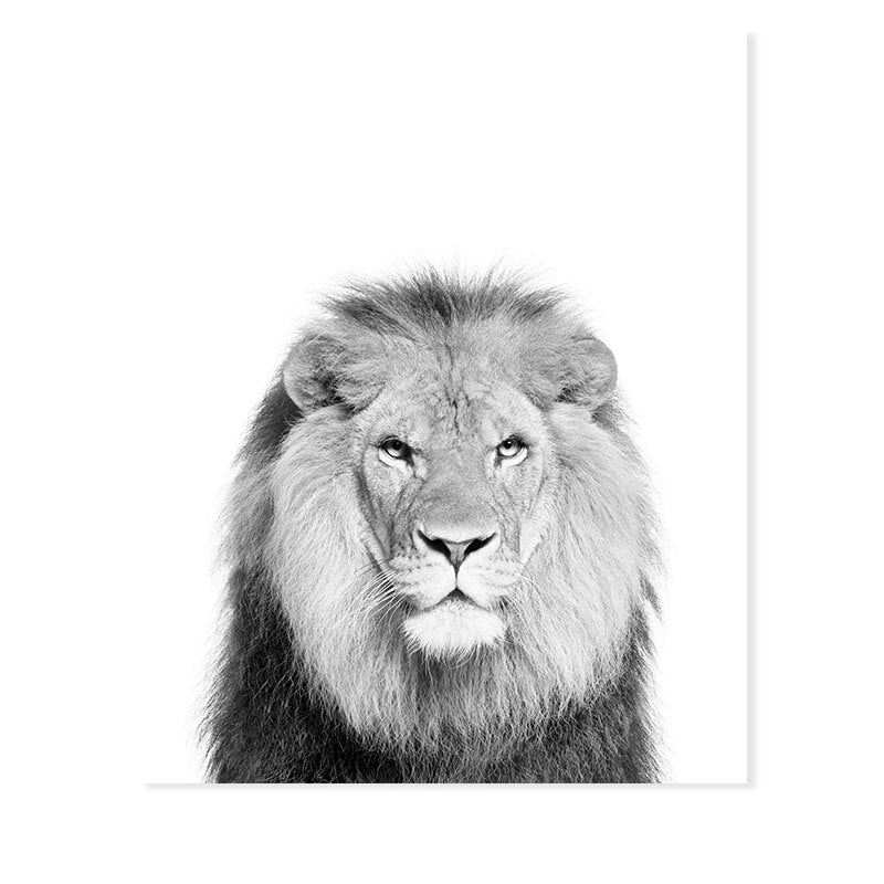 Black & White African Lion - Canvas Wall Art Print | Bowlift