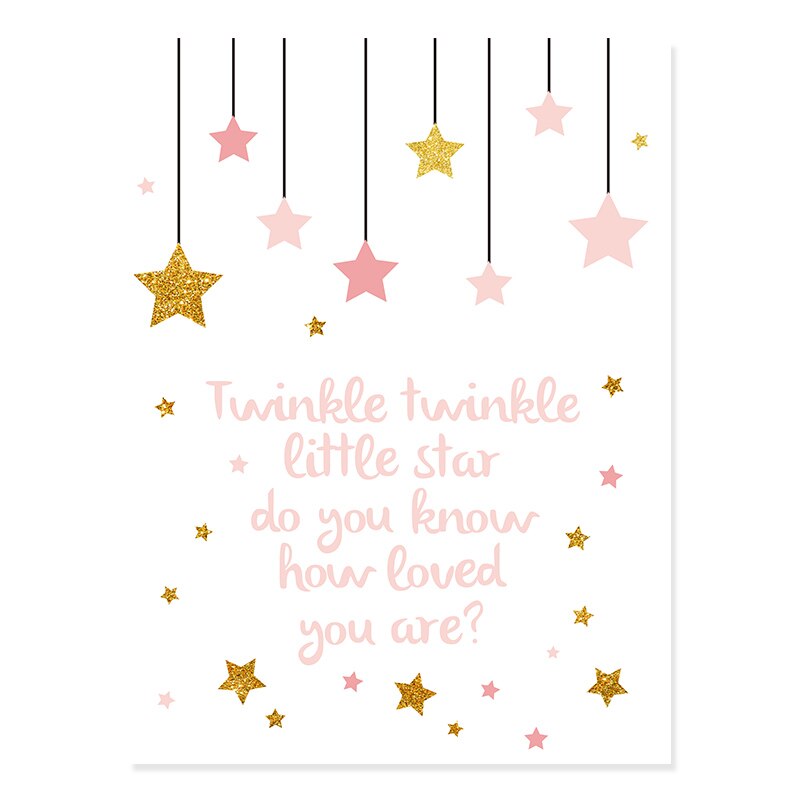 Modern Cartoon Pink Gold Heart Nursery - Canvas Wall Art Print | Bowlift