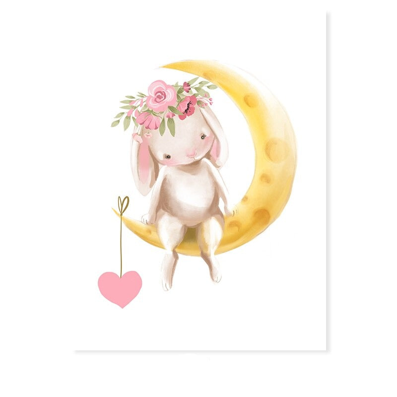 Mother and Baby Rabbit Cute - Canvas Wall Art Print | Bowlift