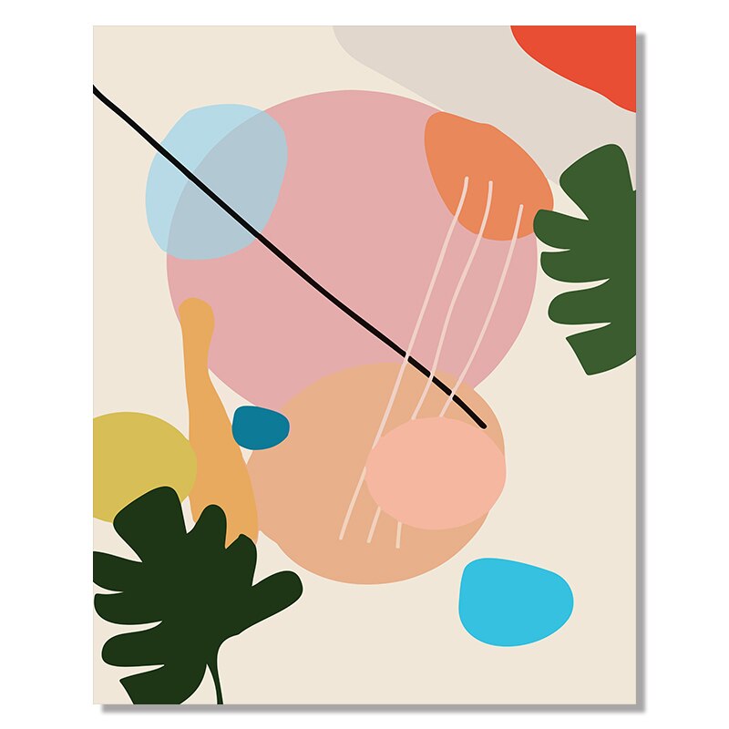 Colorful Abstract Tropical Plants - Canvas Wall Art Print | Bowlift