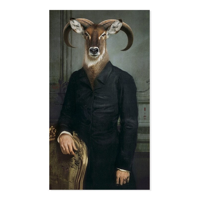 Abstract Animal & Human Poster - Canvas Wall Art Print | Bowlift