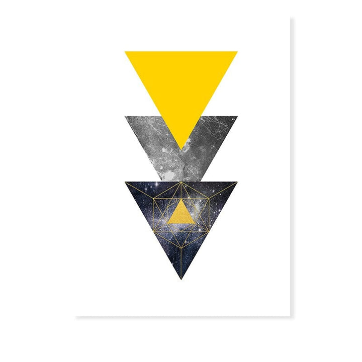 Abstract Geometric Yellow Marble Triangles - Canvas Wall Art Print | Bowlift