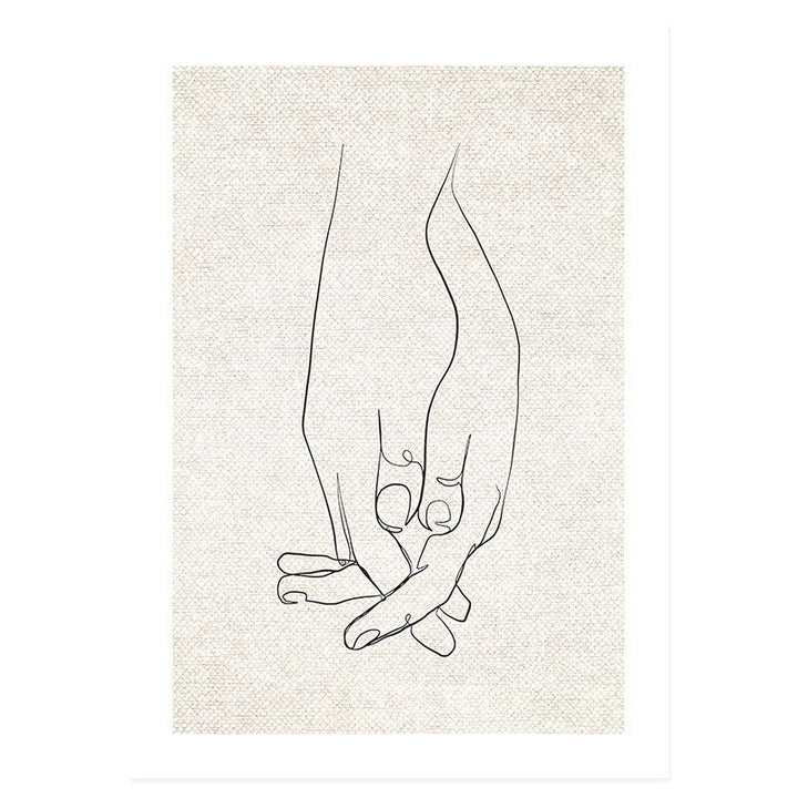 Abstract Hand Sketch Line Floral Boho Beige - Canvas Wall Art Print | Bowlift