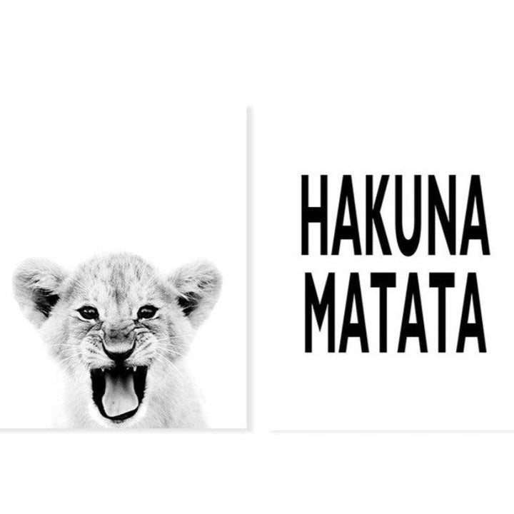 Black & White African Lion - Canvas Wall Art Print | Bowlift