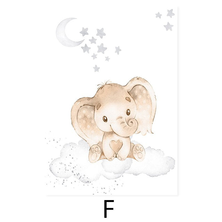 Cute Cartoon African Animals Nursery - Canvas Wall Art Print | Bowlift