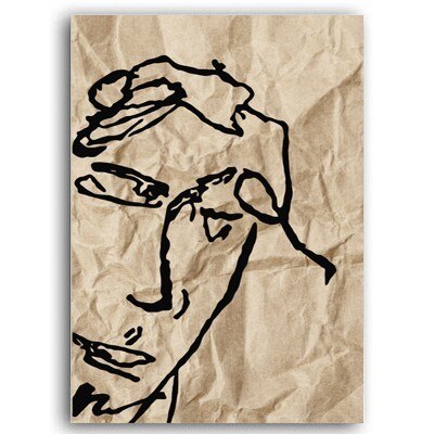 Vintage European Matisse Line Figure - Canvas Wall Art Print | Bowlift